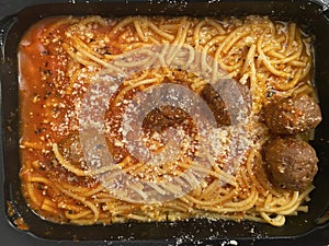 Inexpensive Spaghetti and Meatballs TV Dinner