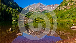 Infamous Maroon Bells Aspen Mountain Colorado Landscape in June photo