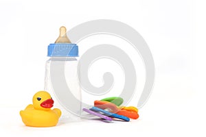 Infant Baby Bottle With Rubber Duckie photo