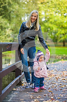 Infant baby girl in park