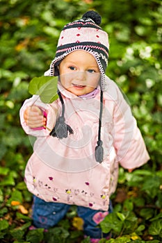 Infant baby girl in park