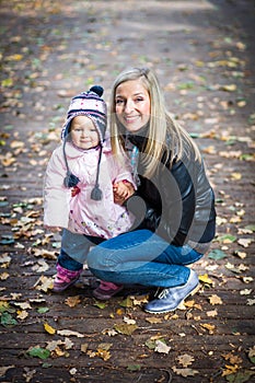 Infant baby girl in park