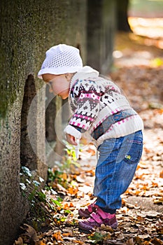 Infant baby girl in park