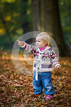 Infant baby girl in park