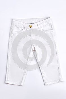 Infant baby white cotton trousers.