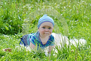 Infant boy in the park