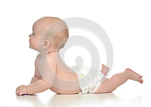 Infant child baby girl toddler lying in diaper