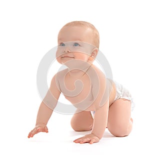 Infant child baby toddler sitting or crawling happy smiling