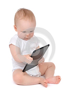 Infant child baby toddler typing digital tablet mobile