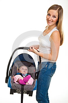 Infant child sitting in car seat