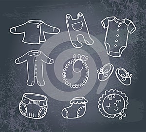 Infant clothes Icon set