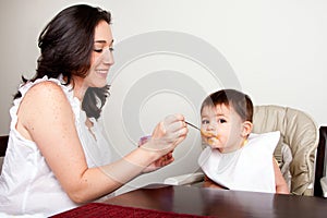 Infant eats messy