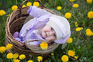 Infant girl in basket