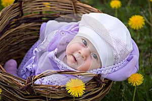 Infant girl in basket