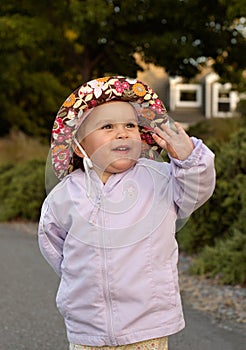 Infant girl having fun