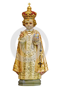 Infant Jesus of Prague statue isolated