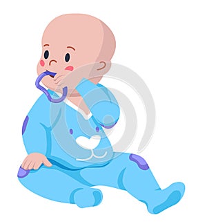 Infant in onesie, cute boy kid personage vector