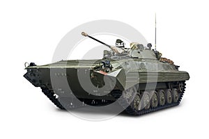 The infantry fighting vehicle BMP-2 is in service with the Russian Army. Isolated on white background photo