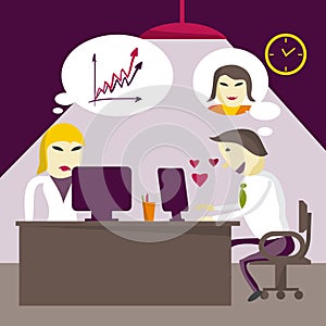 Infatuated man manager corresponds with sweetheart through