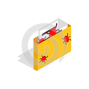 Infected email icon in isometric 3d style