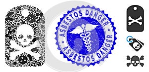 Infected Mosaic Death Sticker Icon with Medicine Distress Asbestos Danger Seal
