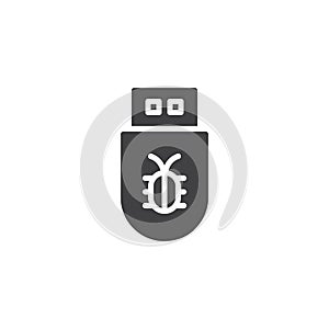 Infected USB flash drive vector icon