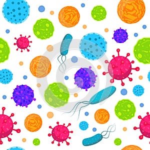 Infection bacteria and virus background vector biology print. Biology icons.