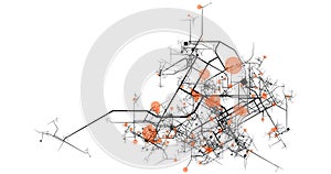 Infection Clusters in the City Top View Spreading Coronavirus