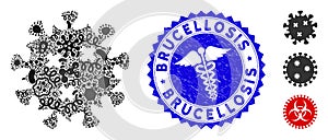 Infection Collage Infection Virus Icon with Serpents Textured Brucellosis Seal