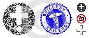 Infection Collage Medical Pharmacy Icon with Health Care Scratched Epilepsy Stamp