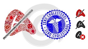 Infection Collage No Meat Icon with Serpents Textured Zero Cholesterol Seal