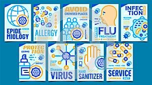 Infection Epidemiology Creative Posters Set Vector photo