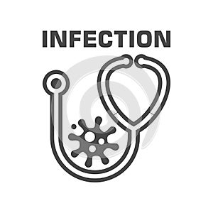 Infection icon, stethoscope icon photo