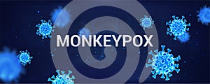 Infection Monkeypox virus in 2022. Healthcare banner with 3D bacteria