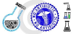 Infection Mosaic Retort Icon with Doctor Scratched No Antibiotic Stamp