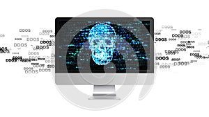 Infection trojan, virus attacks on computer. Hackers on the Internet. DDOS Attack