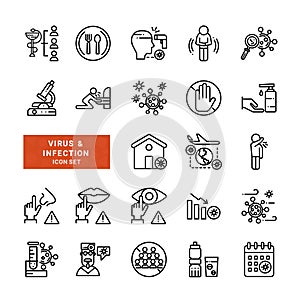 Infection and virus icon set