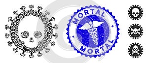 Infectious Collage Mortal Virus Icon with Healthcare Scratched Mortal Stamp