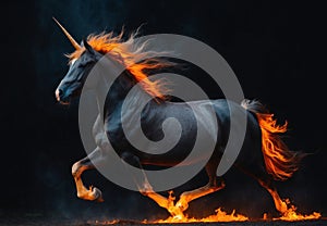 Infernal Trot: Black Unicorn of Flame