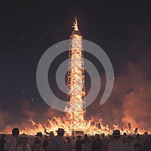 Inferno Ascends: The Towering Flame Dances