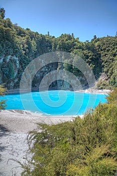 Inferno crater lake at Waimangu volcanic valley in New Zealand