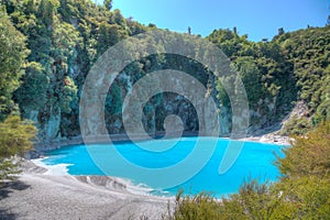 Inferno crater lake at Waimangu volcanic valley in New Zealand