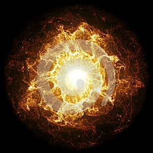 Inferno fireball. Abstract burning sphere with glowing flames photo