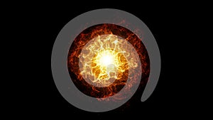 Inferno fireball. Abstract burning sphere with glowing flames