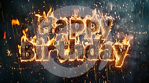 Inferno Happy Birthday concept creative horizontal art poster.