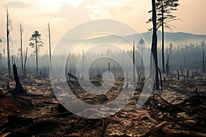 Inferno Unleashed: Devastating Forest Fire Engulfing Nature\'s Splendor. Generative AI