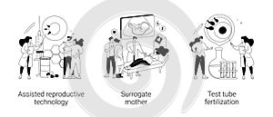 Infertility procedures abstract concept vector illustrations.