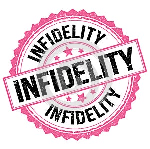 INFIDELITY text on pink-black round stamp sign
