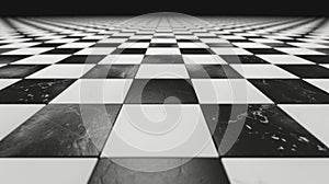 Infinite Black and White Tiled Floor Perspective