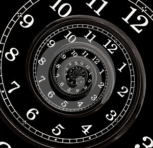 Infinite clock spiral droste effect abstract background